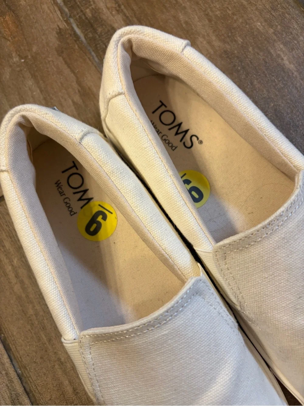 TOMS White Canvas Slip-On Shoes